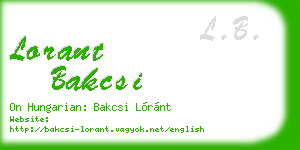 lorant bakcsi business card